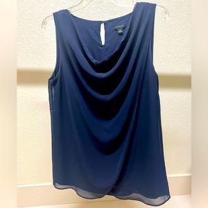 WHBM Navy Layered Sleeveless Top